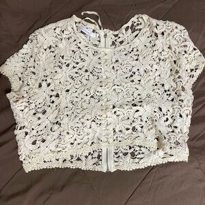 bishop + young Cream Lace Crop Top